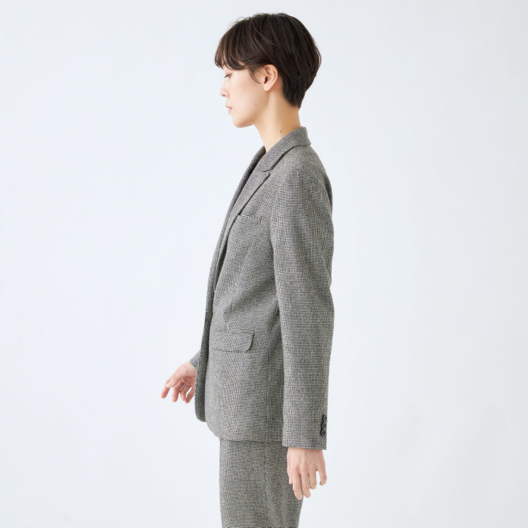 シルバーライン 【RELAX TAPERED】【秋冬】1釦ピークドラペルジャケット/ホワイト＆ブラック×ハウンドトゥース/RE:NEWOOL グレー中間