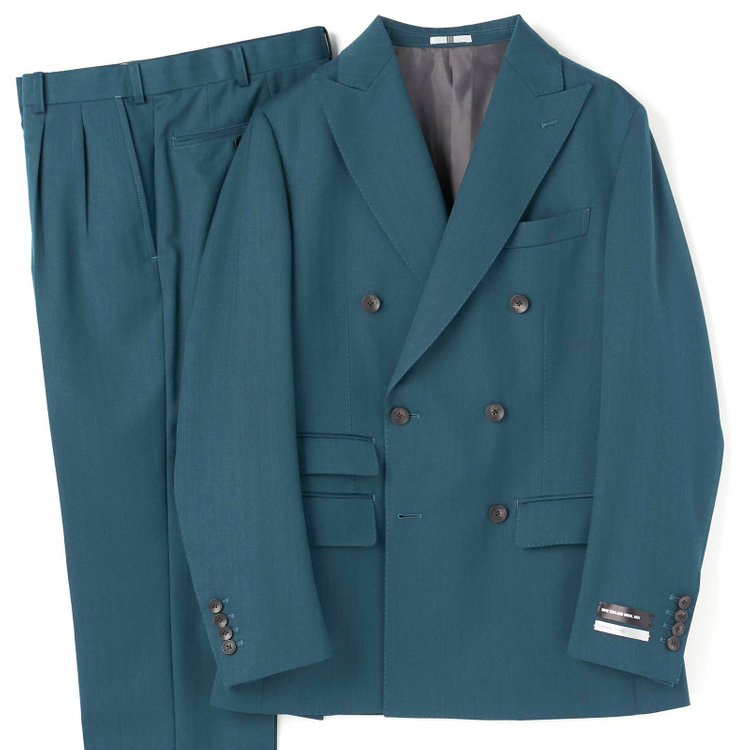 シルバーライン 【CLASSICO TAPERED】【春夏】6釦2掛けダブルスーツ 2タック/グリーン/NEW ZEALAND WOOL MIX/裾直し必要 緑中間