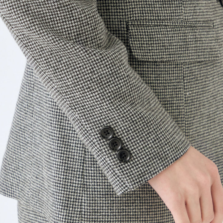 シルバーライン 【RELAX TAPERED】【秋冬】1釦ピークドラペルジャケット/ホワイト＆ブラック×ハウンドトゥース/RE:NEWOOL グレー中間