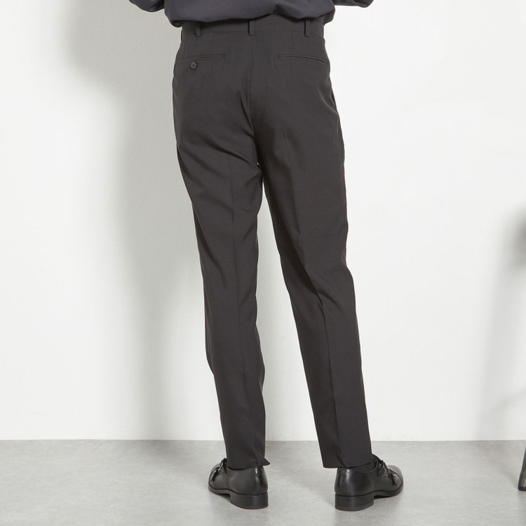 シルバーライン 【RBC】【春夏】2釦シングルスーツ 1タック/ブラック×チェック/ウエストムーブ/4S AIR SUSTAINABILITY&ECOLOGY FABRIC/※パンツ裾上げ済仕様 黒
