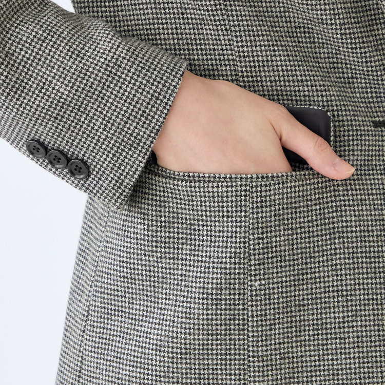 シルバーライン 【RELAX TAPERED】【秋冬】1釦ピークドラペルジャケット/ホワイト＆ブラック×ハウンドトゥース/RE:NEWOOL グレー中間