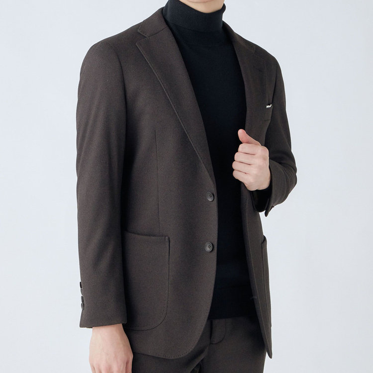 シルバーライン 【CLASSICO TAPERED】【秋冬】2釦ジャケット/ブラウン/パッチポケット/4S SUSTAINABILITY&ECOLOGY FABRIC 茶中間