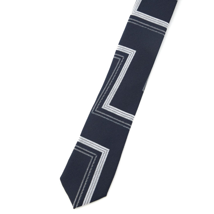 ブラックライン 【BLACK LINE】シルクブレンド幾何学柄ネクタイ 7.5cm幅/ネイビー その他