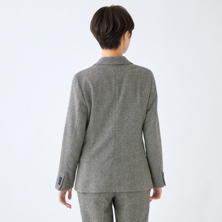 シルバーライン 【RELAX TAPERED】【秋冬】1釦ピークドラペルジャケット/ホワイト＆ブラック×ハウンドトゥース/RE:NEWOOL グレー中間