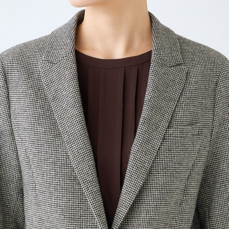 シルバーライン 【RELAX TAPERED】【秋冬】1釦ピークドラペルジャケット/ホワイト＆ブラック×ハウンドトゥース/RE:NEWOOL グレー中間