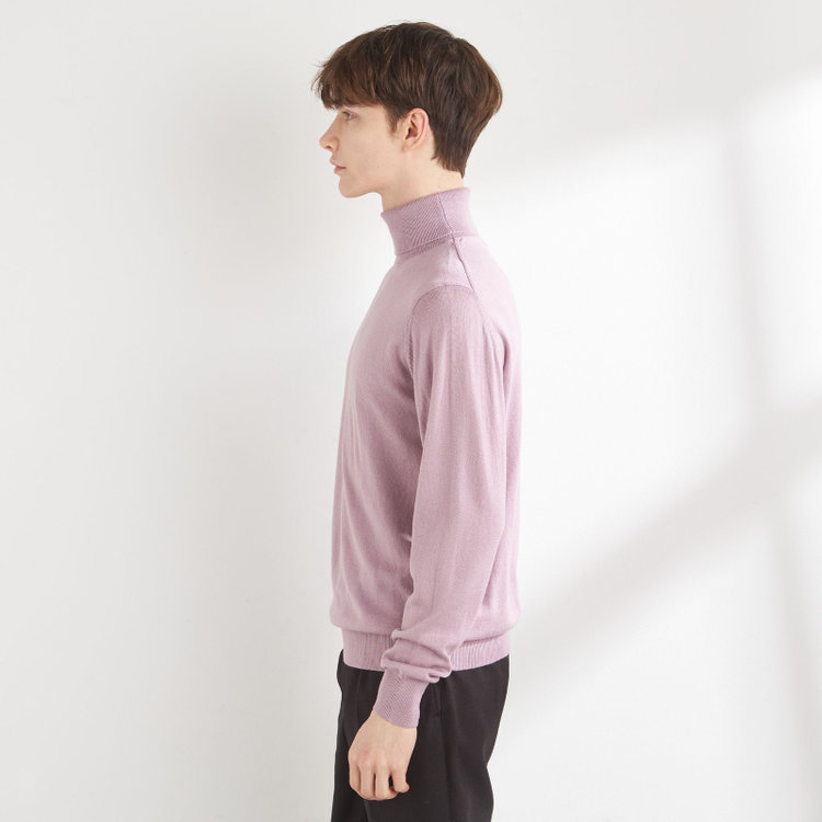 スーツセレクト 【RBC】【秋冬】ウールタートルネックニットセーター/パープル/ZEGNA BARUFFA/マシンウォッシャブル 紫淡色