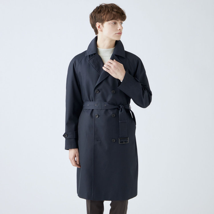 ブラックライン 【発送在庫あり】【SL】コットンブレンド ダブルトレンチベルテッドコート/ネイビー/WATERPROOF ネイビー系(紺)