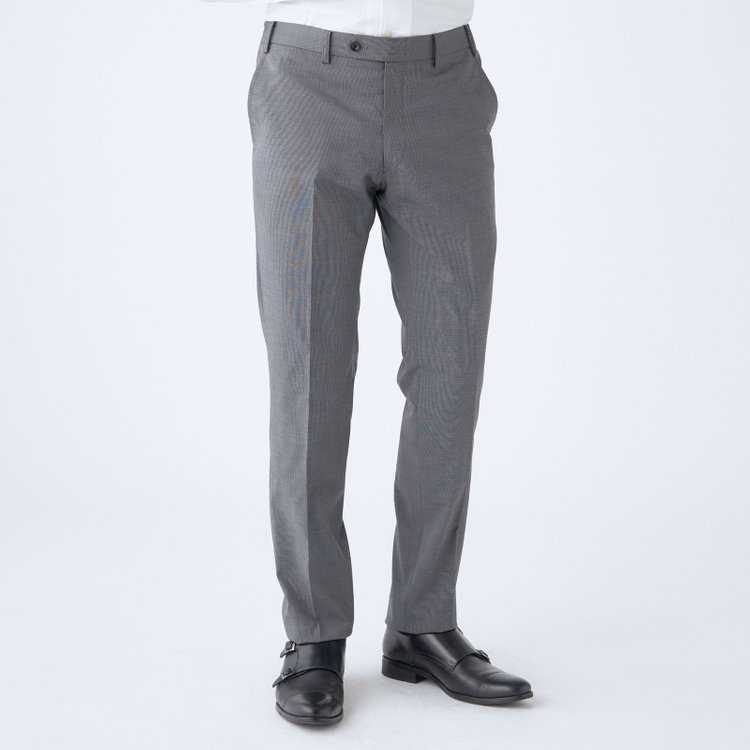 ブラックライン 【SLIM TAPERED_2】【春夏】2釦シングルスーツ 0タック/グレー/ウエストシャーリング/4S SUSTAINABILITY&ECOLOGY FABRIC/ウォッシャブル/※パンツ裾上げ済仕様 グレー中間