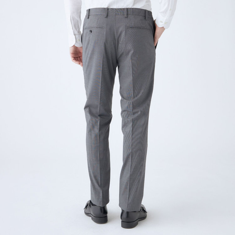 ブラックライン 【SLIM TAPERED_2】【春夏】2釦シングルスーツ 0タック/グレー/ウエストシャーリング/4S SUSTAINABILITY&ECOLOGY FABRIC/ウォッシャブル/※パンツ裾上げ済仕様 グレー中間