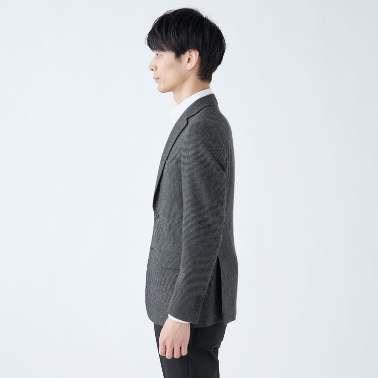 シルバーライン 【RBC】【秋冬】ウールブレンド2釦ジャケット/グレー＆ブラック×ハウンドトゥース/RE:NEWOOL グレー濃色
