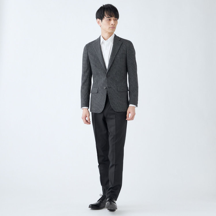 シルバーライン 【RBC】【秋冬】ウールブレンド2釦ジャケット/グレー＆ブラック×ハウンドトゥース/RE:NEWOOL グレー濃色