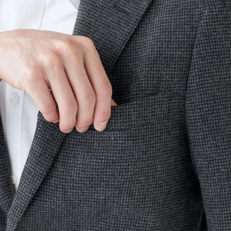 シルバーライン 【RBC】【秋冬】ウールブレンド2釦ジャケット/グレー＆ブラック×ハウンドトゥース/RE:NEWOOL グレー濃色