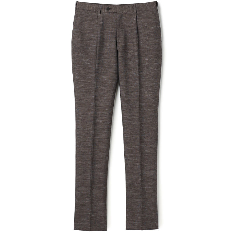 シルバーライン 【CLASSICO TAPERED】【春夏】 1タックテーパードパンツ/ブラウン/ウエストムーブ/※裾上げ済み仕様 茶中間