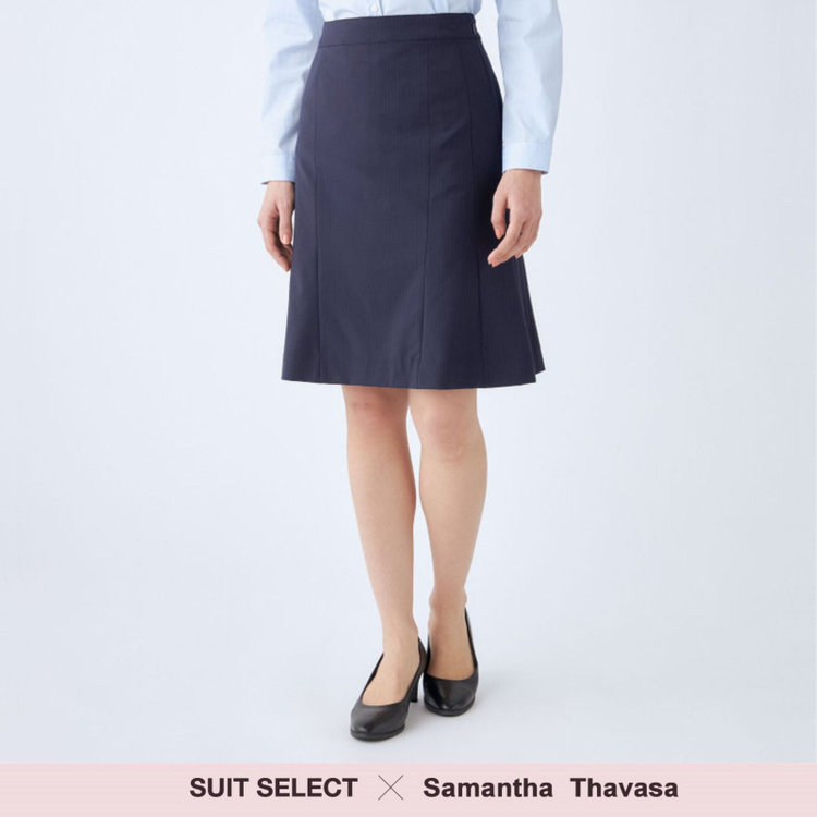 スーツセレクト 【SUIT SELECT×Samantha Thavasa】【年間】Aラインスカート/ネイビー×ストライプ/4S/マシンウォシャブル その他
