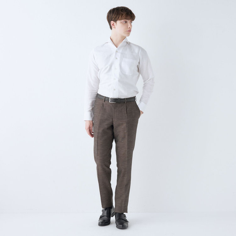 シルバーライン 【CLASSICO TAPERED】【春夏】 1タックテーパードパンツ/ブラウン/ウエストムーブ/※裾上げ済み仕様 茶中間