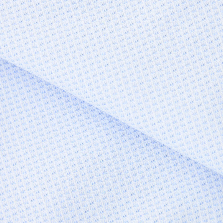 ブラックライン 【BLACK LINE/半袖】ボタンダウンワイシャツ/サックス×ドビー/襟裏別布/「氷撃」冷感PRINT「4S」スーパーノンアイロン・ストレッチ 青淡色