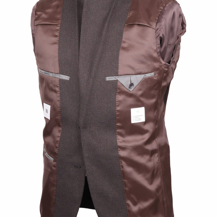 スーツセレクト 【発送在庫あり】【CLASSICO TAPERED】【秋冬】コーディネートパンツ付き/2釦シングルスーツ 1タック/ブラウン×ハウンドトゥース+ブラックソリッドパンツ/ウエストムーブ/※パンツ裾上げ済仕様 ブラウン系(茶)