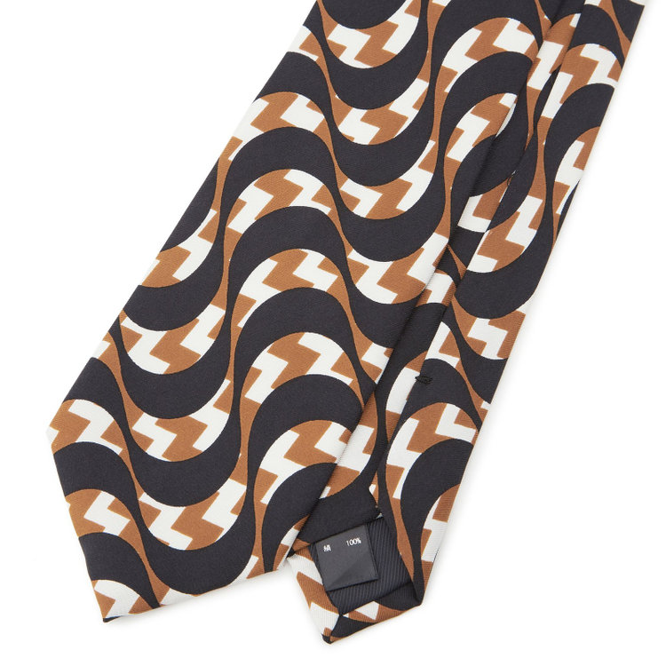 シルバーライン 【SILVER LINE】シルクネクタイ 8.5cm幅/ブラウン×ブラック×ホワイト/SARUTAHIKO COFFEE その他