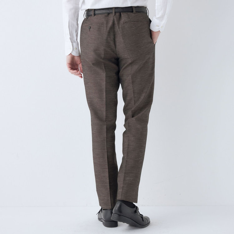 シルバーライン 【CLASSICO TAPERED】【春夏】 1タックテーパードパンツ/ブラウン/ウエストムーブ/※裾上げ済み仕様 茶中間