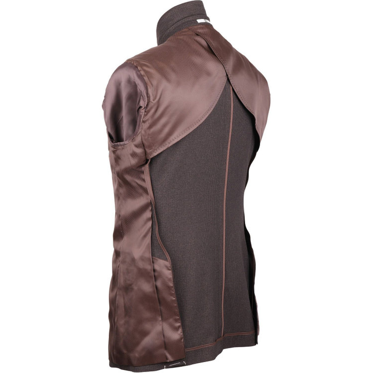 スーツセレクト 【発送在庫あり】【CLASSICO TAPERED】【秋冬】コーディネートパンツ付き/2釦シングルスーツ 1タック/ブラウン×ハウンドトゥース+ブラックソリッドパンツ/ウエストムーブ/※パンツ裾上げ済仕様 ブラウン系(茶)