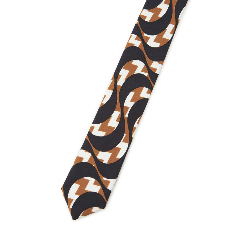 シルバーライン 【SILVER LINE】シルクネクタイ 8.5cm幅/ブラウン×ブラック×ホワイト/SARUTAHIKO COFFEE その他