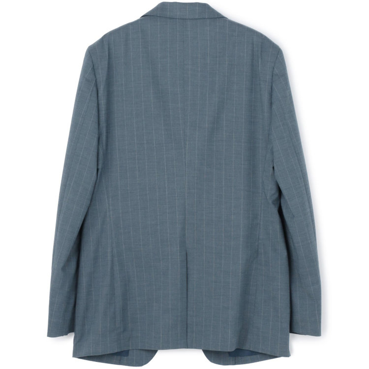 ブラックライン 【SLIM TAPERED_2】【春夏】2釦シングルスーツ 0タック/ブルー×ストライプ/ウエストシャーリング/4S SUSTAINABILITY&ECOLOGY FABRIC/ウォッシャブル/※パンツ裾上げ済仕様 緑中間