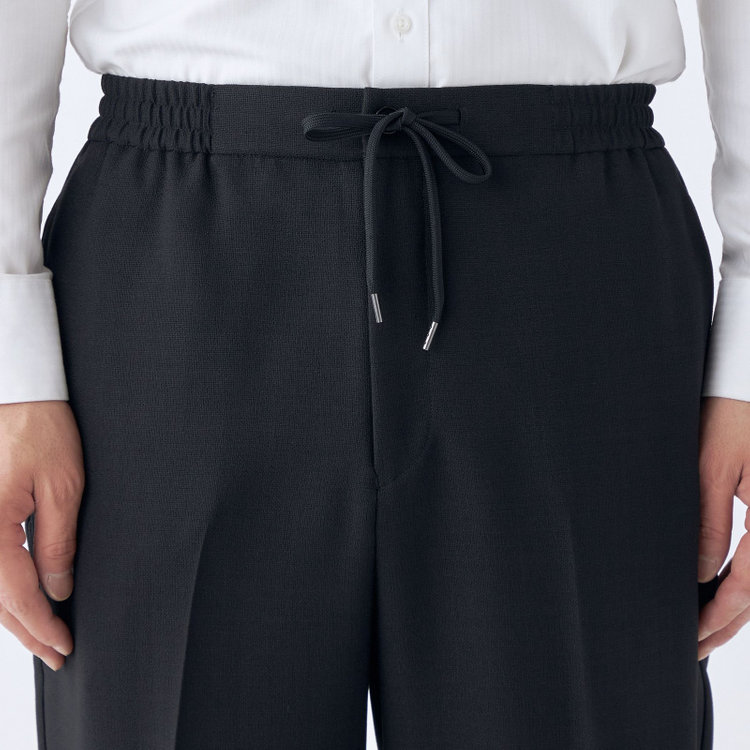 ブラックライン 【RBC】【春夏】オーバーサイズパンツ/ブラック/ウエストシャーリング/ドローコード/4S SUSTAINABILITY&ECOLOGY FABRIC/※裾上げ済仕様 黒