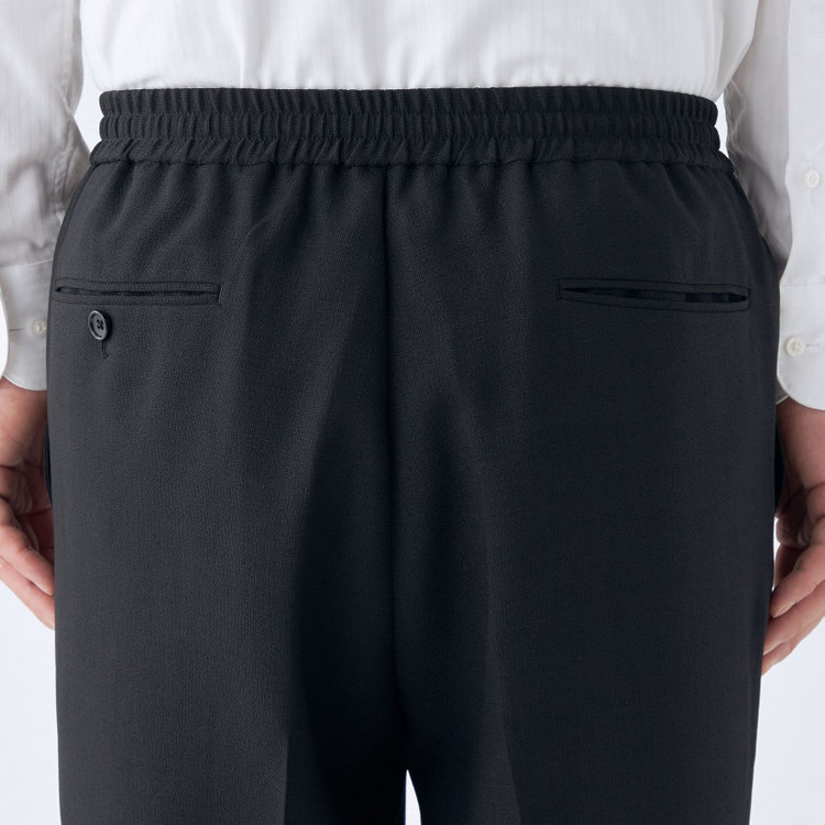 ブラックライン 【RBC】【春夏】オーバーサイズパンツ/ブラック/ウエストシャーリング/ドローコード/4S SUSTAINABILITY&ECOLOGY FABRIC/※裾上げ済仕様 黒