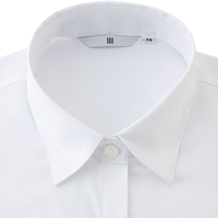 シルバーライン 【SL/長袖】レギュラーカラーブラウス/ホワイト×ドビーストライプ/形態安定 白