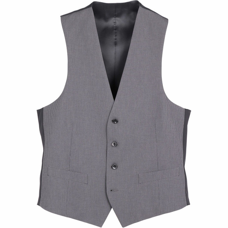 スーツセレクト 【発送在庫あり】【SLIM TAPERED_2】【春夏】2釦シングルスリーピーススーツ 0タック/グレー×ハウンドトゥース/4S SUSTAINABILITY&ECOLOGY FABRIC/※パンツ裾上げ済仕様 グレー系(灰)