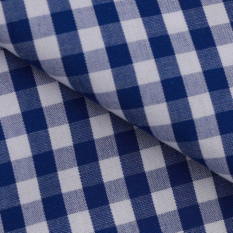 ブラックライン 【BLACK LINE】ウイングカラードレスワイシャツ/ブルー＆ホワイト×チェック+ダブルカフス(ゴムカフス付) 青中間