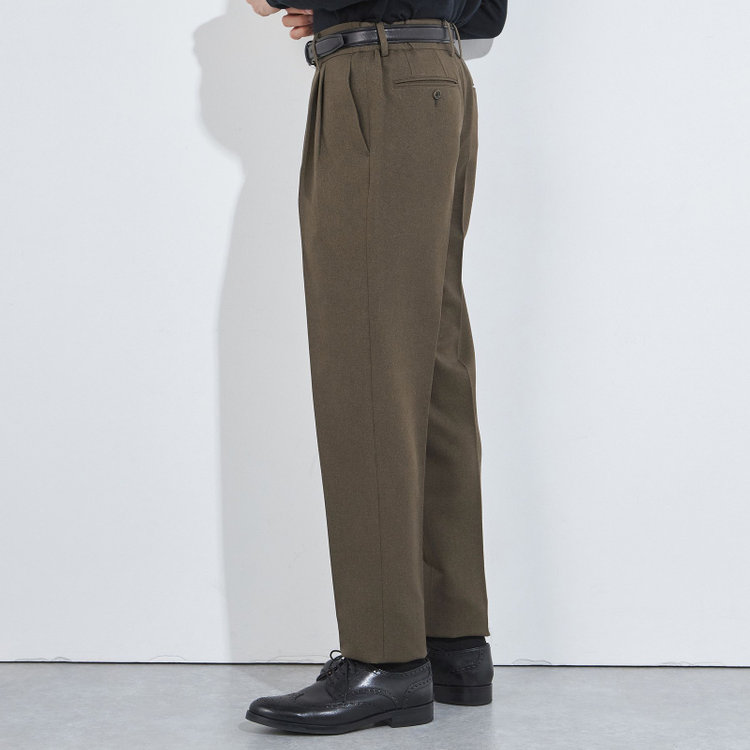 シルバーライン 【RBC】【秋冬】ドローコード2タックパンツ/カーキ/ウエストシャーリング仕様/4S SUSTAINABILITY&ECOLOGY FABRIC/※裾上げ済仕様 緑中間