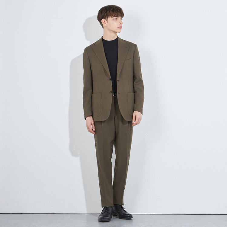 シルバーライン 【RBC】【秋冬】ドローコード2タックパンツ/カーキ/ウエストシャーリング仕様/4S SUSTAINABILITY&ECOLOGY FABRIC/※裾上げ済仕様 緑中間