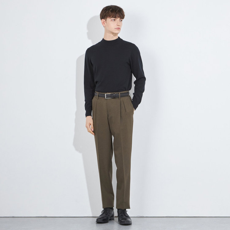 シルバーライン 【RBC】【秋冬】ドローコード2タックパンツ/カーキ/ウエストシャーリング仕様/4S SUSTAINABILITY&ECOLOGY FABRIC/※裾上げ済仕様 緑中間