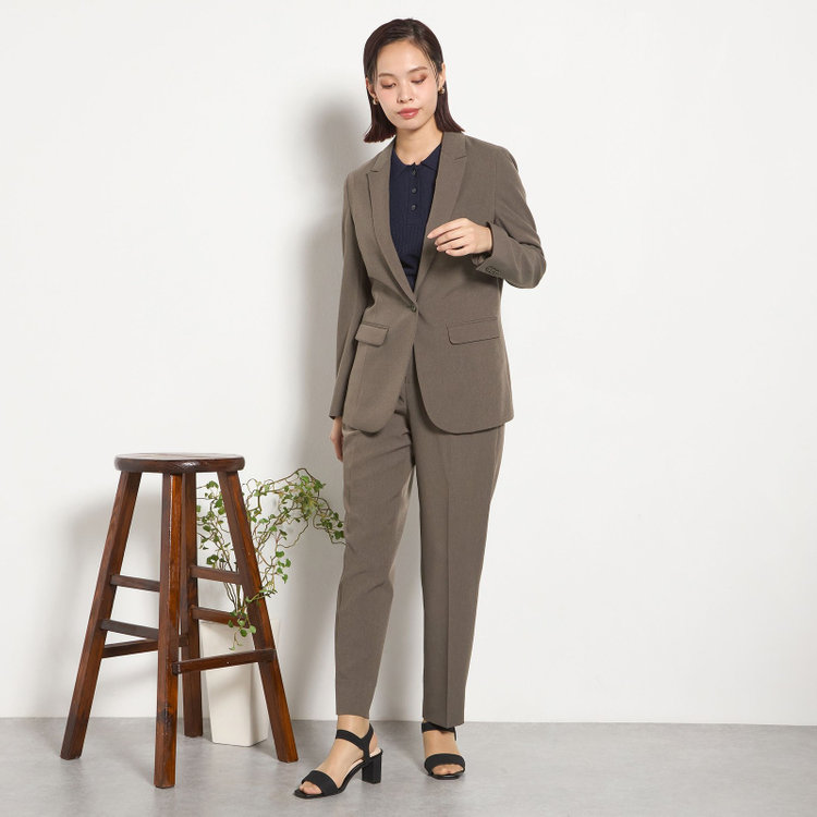 シルバーライン 【SILVER LINE】【年間】1釦シングルパンツスーツ/ブラウン/ウォッシャブル/ウエストシャーリング/4S SUSTAINABILITY&ECOLOGY FABRIC/※パンツ裾上げ済仕様 茶中間