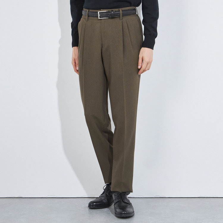 シルバーライン 【RBC】【秋冬】ドローコード2タックパンツ/カーキ/ウエストシャーリング仕様/4S SUSTAINABILITY&ECOLOGY FABRIC/※裾上げ済仕様 緑中間