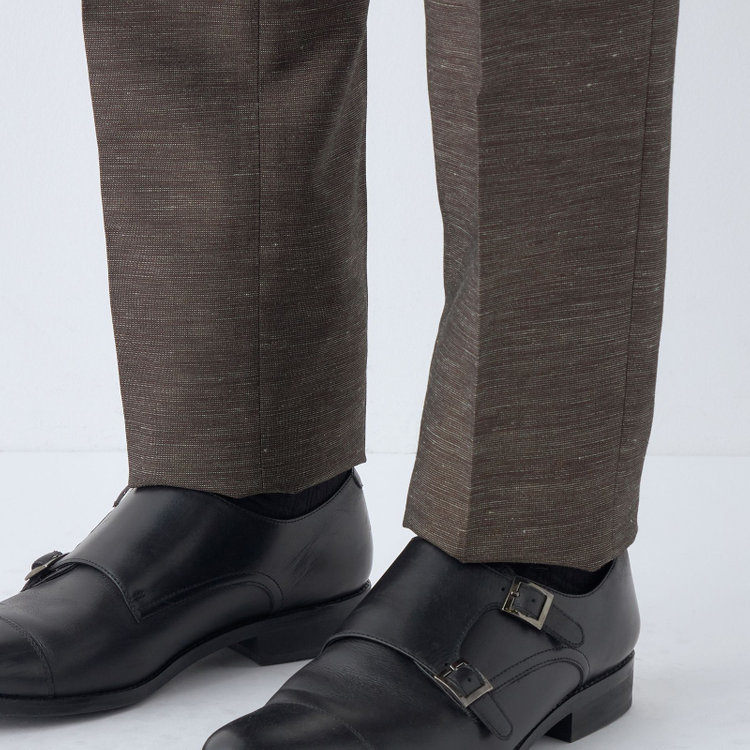 シルバーライン 【CLASSICO TAPERED】【春夏】 1タックテーパードパンツ/ブラウン/ウエストムーブ/※裾上げ済み仕様 茶中間