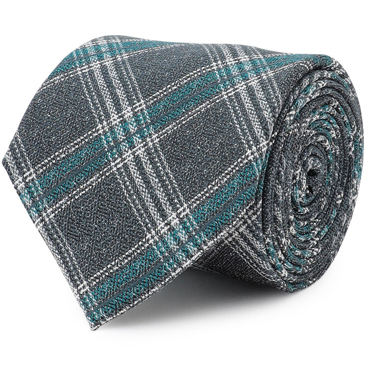 ブラックライン 【発送在庫あり】【BL】シルクチェックネクタイ 7.5cm幅/グリーン×グレー×ホワイト その他