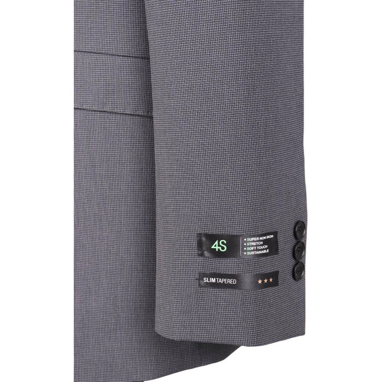 スーツセレクト 【発送在庫あり】【SLIM TAPERED_2】【春夏】2釦シングルスリーピーススーツ 0タック/グレー×ハウンドトゥース/4S SUSTAINABILITY&ECOLOGY FABRIC/※パンツ裾上げ済仕様 グレー系(灰)