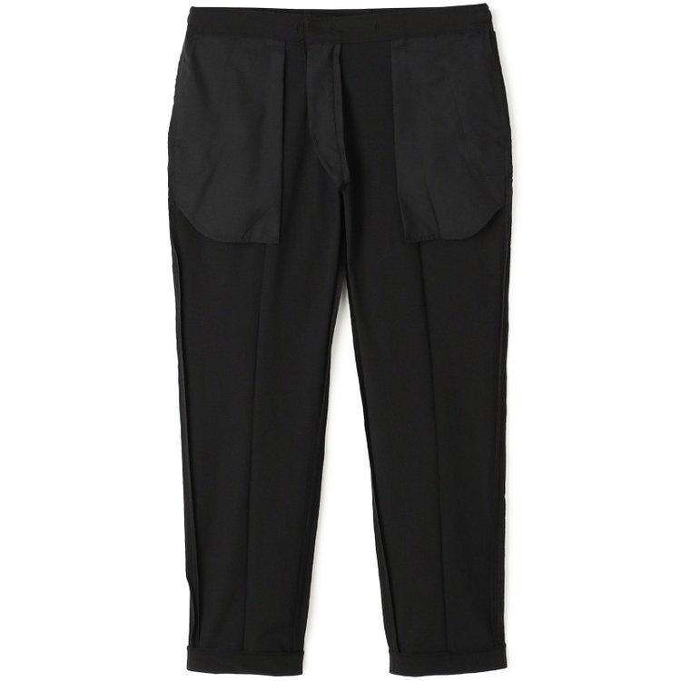 ソノタ 【発送在庫あり】【BLACK LINE】【春夏】0タックテーパードパンツ/ブラック/ドローコード/ウエストシャーリング/※裾上げ済仕様 黒