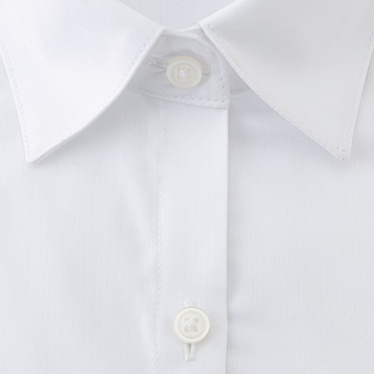 シルバーライン 【SL/長袖】レギュラーカラーブラウス/ホワイト×ドビーストライプ/形態安定 白