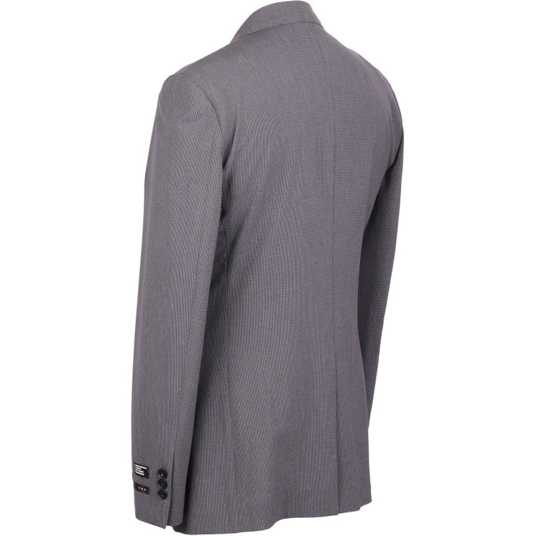 スーツセレクト 【発送在庫あり】【SLIM TAPERED_2】【春夏】2釦シングルスリーピーススーツ 0タック/グレー×ハウンドトゥース/4S SUSTAINABILITY&ECOLOGY FABRIC/※パンツ裾上げ済仕様 グレー系(灰)