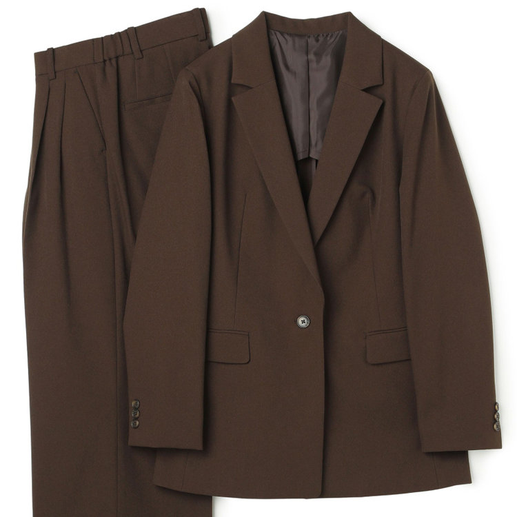 シルバーライン 【RELAX WIDE】【秋冬】 1釦シングルジャケットワイドパンツスーツ/ブラウン/4S SUSTAINABILITY&ECOLOGY FABRIC/※パンツ裾上げ済仕様 茶中間