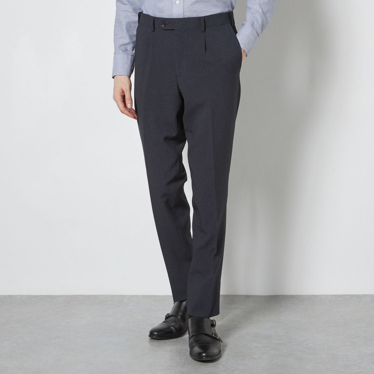 シルバーライン 【CLASSICO TAPERED】【春夏】2釦シングルスリーピーススーツ 1タックテーパードパンツ/ネイビー/ウエストムーブ/4S SUSTAINABILITY&ECOLOGY FABRIC/※パンツ裾上げ済仕様 紺濃色