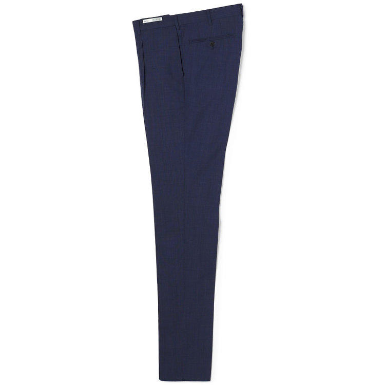 SUIT SELECT　アウトレット 【WEB限定/OUTLET/汚れ・キズ等有】【CLASSICO TAPERED】【春夏】ウール 1タックテーパードパンツ/ネイビー×ソリッド/ウエストムーブ/ウォッシャブル/※裾上げ必要 紺淡色