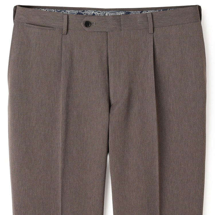 シルバーライン 【CLASSICO TAPERED】【春夏】1タックテーパードパンツ/ブラウン/ウエストムーブ仕様/4S SUSTAINABILITY&ECOLOGY FABRIC/※裾上げ済仕様 茶淡色