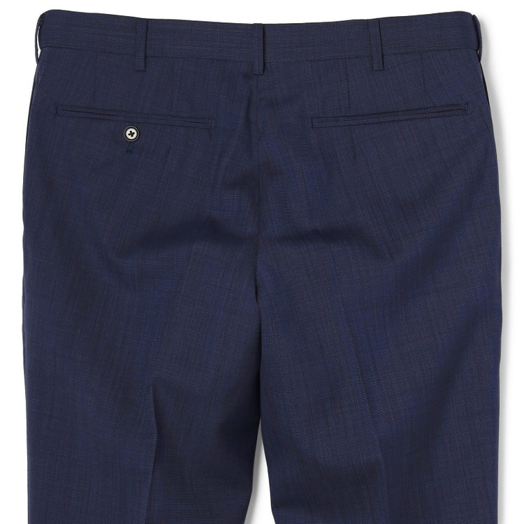 SUIT SELECT　アウトレット 【WEB限定/OUTLET/汚れ・キズ等有】【CLASSICO TAPERED】【春夏】ウール 1タックテーパードパンツ/ネイビー×ソリッド/ウエストムーブ/ウォッシャブル/※裾上げ必要 紺淡色