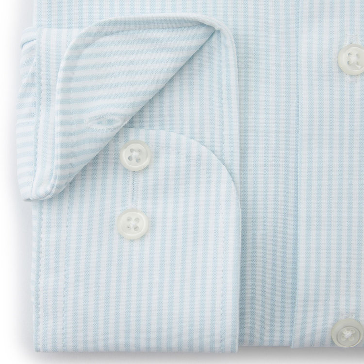 ブラックライン 【発送在庫あり】【BLACK LINE】ホリゾンタルワイドワイシャツ/グリーン＆ホワイト×ストライプ/「4S」スーパーノンアイロン・ストレッチ 緑淡色