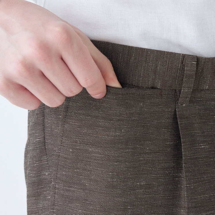 シルバーライン 【CLASSICO TAPERED】【春夏】 1タックテーパードパンツ/ブラウン/ウエストムーブ/※裾上げ済み仕様 茶中間
