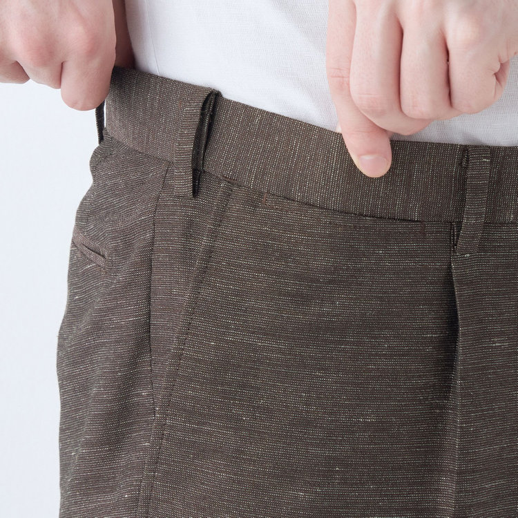 シルバーライン 【CLASSICO TAPERED】【春夏】 1タックテーパードパンツ/ブラウン/ウエストムーブ/※裾上げ済み仕様 茶中間